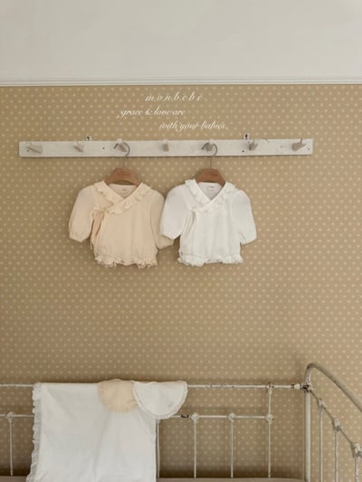 MONBEBE06｜(0m-6m) 華夫格荷葉滾邊包屁衣5