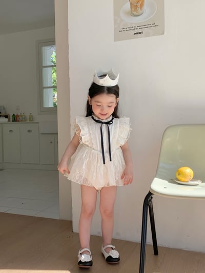 JE59｜(66-90cm) 蕾絲綁帶洋裝包屁衣4