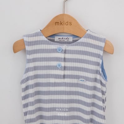 M-KIDS41｜(65-80cm) 條紋元標包屁衣5