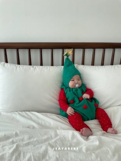 JEAYA02｜(3m-12m) 4色聖誕系列包屁衣含帽子12