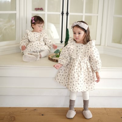 neneru33｜(85cm-125cm) 1色荷葉袖碎花包屁衣9