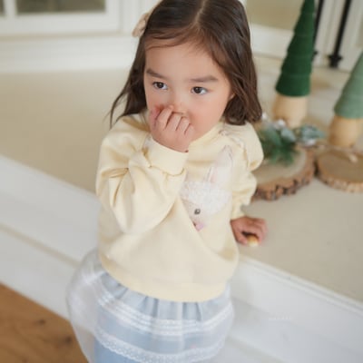 neneru25｜(70cm-125cm) 2色蕾絲小兔印花休閒上衣8