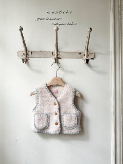MONBEBE24｜(3m-3y) 滾邊刷毛背心8