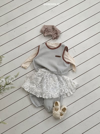 Bebe holic46｜(3m-18m) 法式層次蕾絲裙9