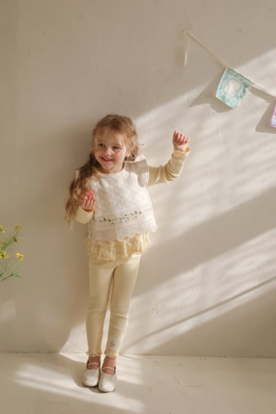 FLO53｜(75-140) 1色針織田園小兔背心13