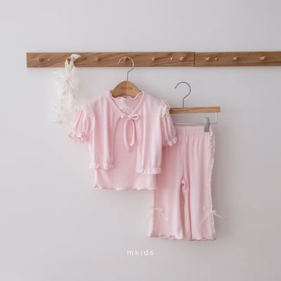 M-KIDS10｜(65-115cm) 短袖開襟綁帶外套7