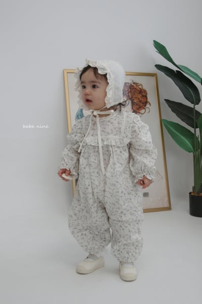 bebe nine23 (65-85) 2色荷葉滾邊領碎花連身衣4