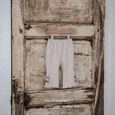 M-KIDS26｜(65-115cm) 2色蝴蝶結緞帶捲邊喇叭褲7