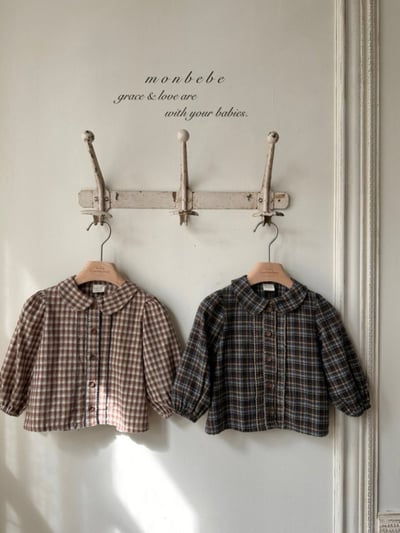 MONBEBE21｜(1y-8y) 冬季格紋滾邊襯衫1