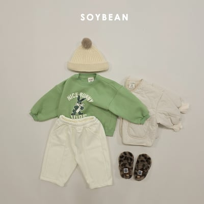 Soybean42｜(75cm-118cm) 剪裁刷毛直筒長褲10