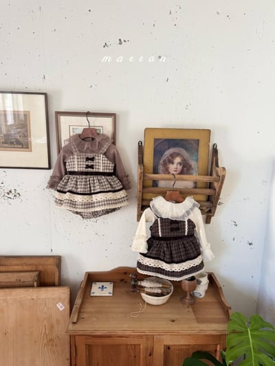 Marron 43｜(3m-18m) 法式吊帶格紋層次裙包屁衣20