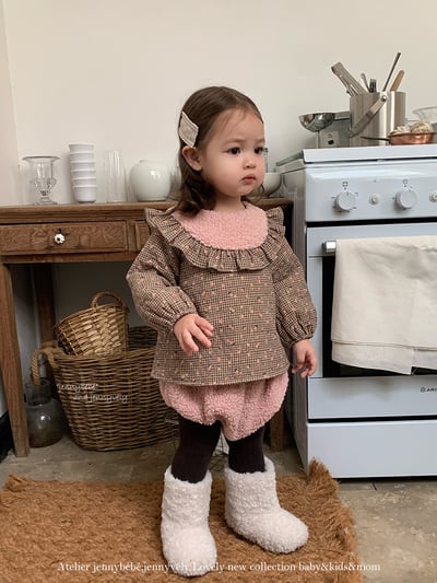 JE 642｜(80-110cm)  絨毛小碎花包屁裝17