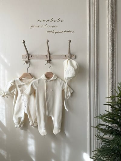 MONBEBE34｜(0m-6m) 簡約排扣連身衣3