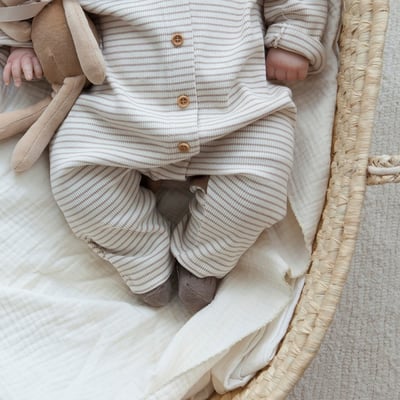 LEMONADE27｜(55cm-85cm) 3色條紋羅紋連身衣含帽子3