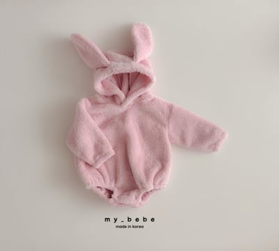 my_bebe20｜(-6m-12m-) 刷毛小兔連帽包屁衣11