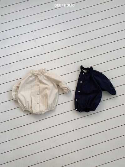 Bebe holic45｜(3m-18m) 壓紋褶皺領包屁衣17