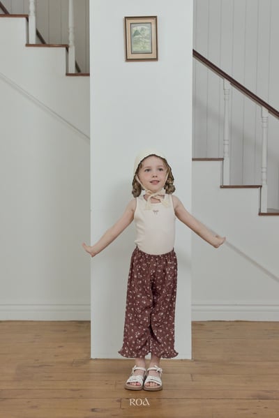 ROA33｜(6m-18m) 2色抓皺碎花荷葉擺長褲8