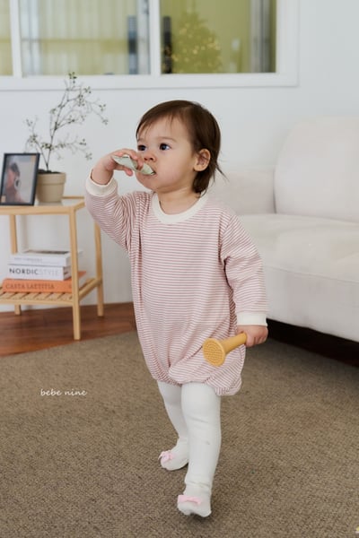 bebe nine20 (55cm-75cm) 3色經典條紋包屁衣3