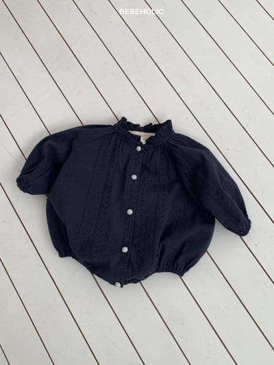 Bebe holic45｜(3m-18m) 壓紋褶皺領包屁衣19