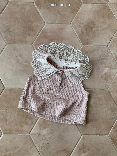 Bebe holic39｜(3m-18m) 蕾絲格領無袖上衣10