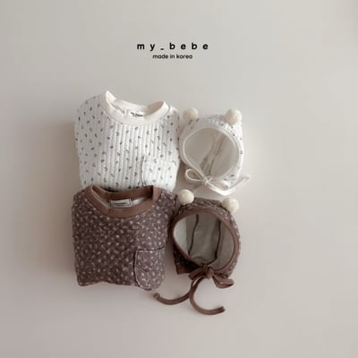 my_bebe24｜(-6m-12m-) 絎縫印花連身衣含帽子12
