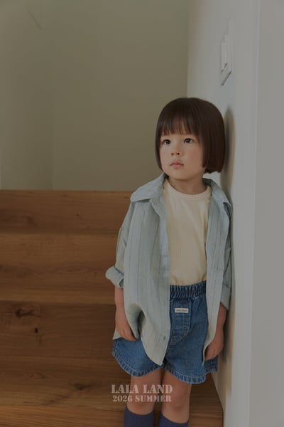 lala land50｜(75-120cm) 2色亞麻條紋襯衫1