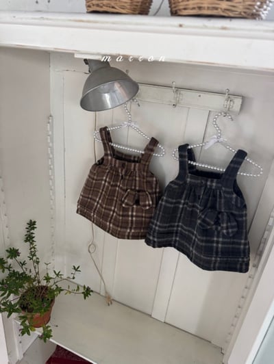 Marron 20｜(1y-6y) 學院格紋吊帶洋裝13