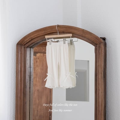 M-KIDS26｜(65-115cm) 蕾絲滾邊蝴蝶結長褲9