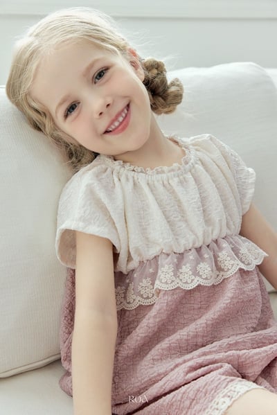 ROA01｜(6m-18m) 2色蕾絲撞色套裝6