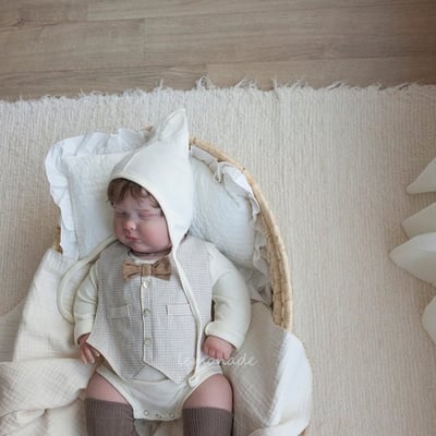 LEMONADE54｜(55cm-85cm) 2色紳士背心包屁衣含帽子16