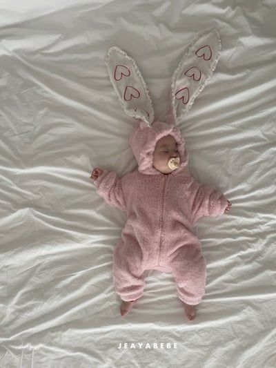 JEAYA07｜(3m-12m) 2色刷毛愛心兔耳連身衣19