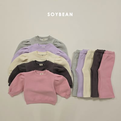 Soybean08｜(75cm-118cm) 公主袖喇叭褲內刷毛套裝4