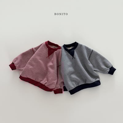 Bonito14｜(75cm-125cm) 條紋滾邊休閒上衣1