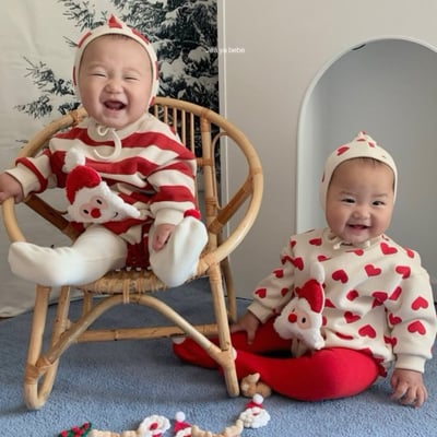 JEAYA05｜(3m-12m) 2色聖誕系列包屁衣含帽子1