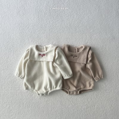 Lindo11｜(3m-18m) 水手翻領抓絨次袖包屁衣1