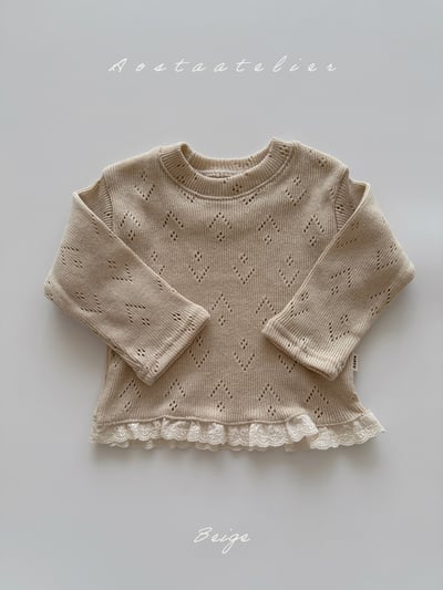 AOSTA53｜(6m-5y) 小孔針織蕾絲上衣5