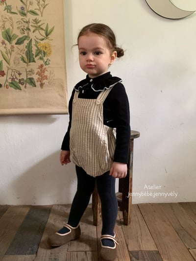 JE567｜(73-100cm) 滾邊翻領上衣/線條吊帶褲17