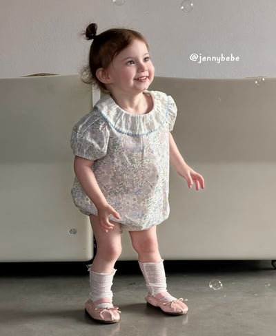 JE696｜(66-90cm) 藍色花卉包屁衣14