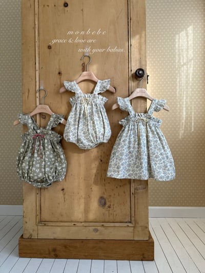 MONBEBE03｜(3m-24m) 春日碎花荷葉包屁衣8