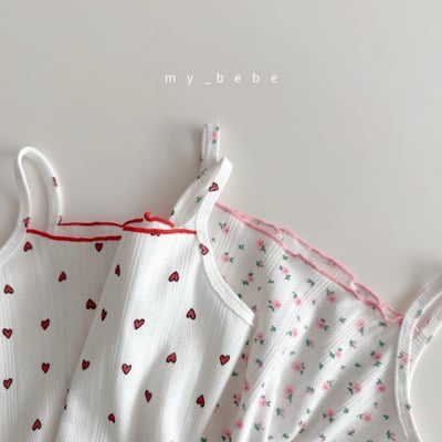 my_bebe24｜(80-120cm) 捲邊細肩家居服組2