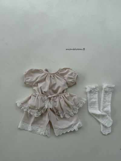 Bloom.b34｜(55cm-118cm) 格紋蕾絲花邊直筒長褲6