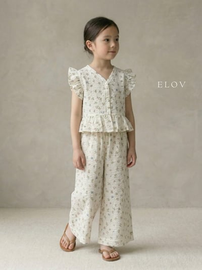 Mon petit11｜(73-118cm) 2色壓紋荷葉袖套裝9