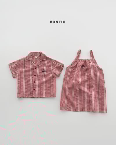 Bonito09｜(75cm-125cm) 3色刺繡條紋襯衫5