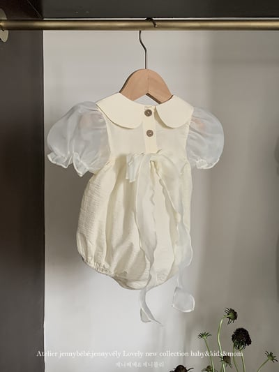 JE21｜(66-120cm) 赫本風網紗袖蝴蝶結包屁衣/洋裝19