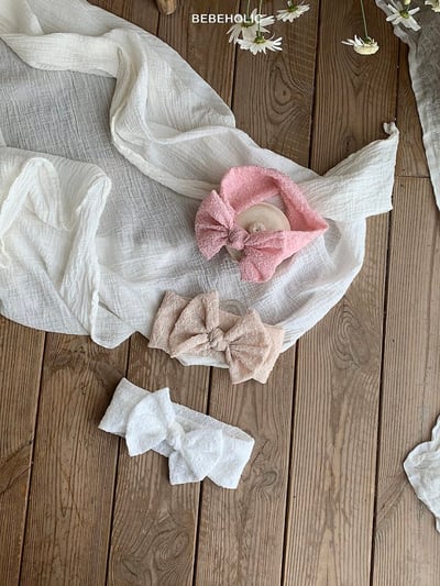 Bebe holic55｜(3m-18m) 蝴蝶結寬版髮帶4