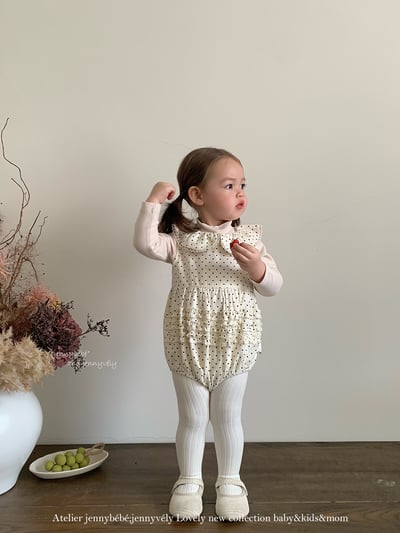 JE594｜(66cm-90cm) 可爱圓點娃娃領包屁衣/高領上衣7