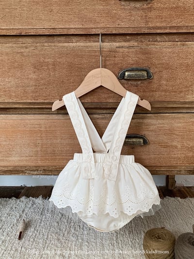 JE493｜(73-100cm) 滾邊翻領上衣/花邊吊帶裙4