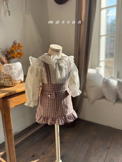 Marron28｜(1y-6y) 格紋吊帶荷葉裙6