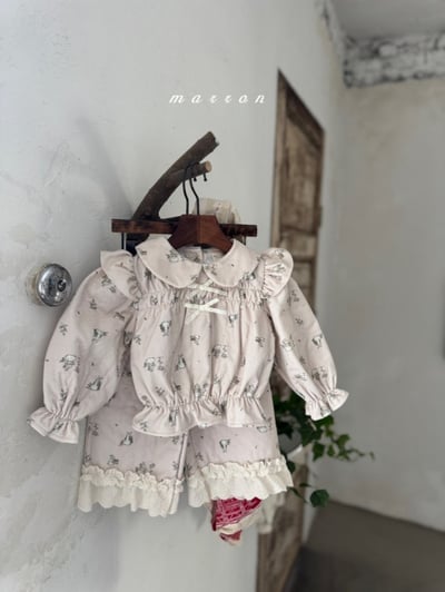 Marron 35｜(1y-6y) 法式小兔印花蕾絲長褲11