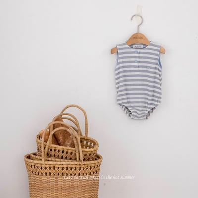 M-KIDS41｜(65-80cm) 條紋元標包屁衣4